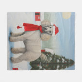 Poodle Dog in Schnee Weihnachten Fleecedecke (Vorderseite (Horizontal))