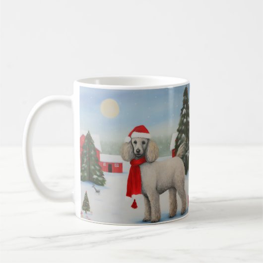 Poodle Dog in Schnee Weihnachten Kaffeetasse (Links)