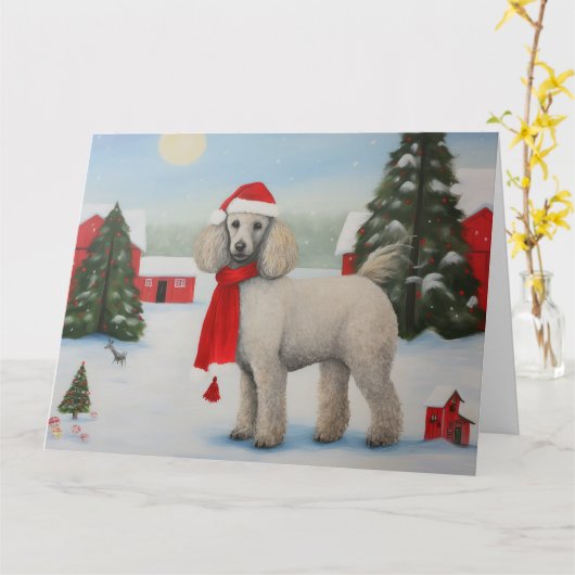 Poodle Dog in Schnee Weihnachten Karte (Gelbe Blume)