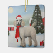 Poodle Dog in Schnee Weihnachten Keramikornament (Links)
