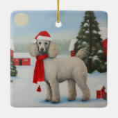 Poodle Dog in Schnee Weihnachten Keramikornament (Rückseite)