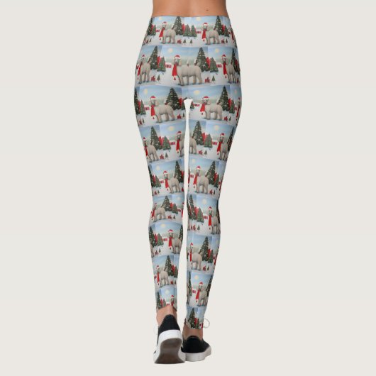 Poodle Dog in Schnee Weihnachten Leggings (Rückseite)