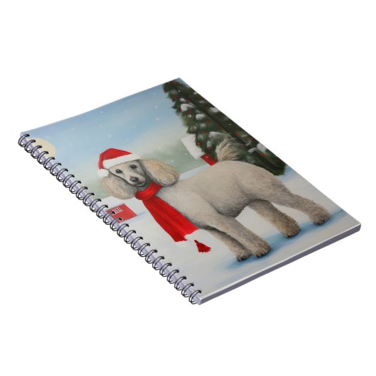 Poodle Dog in Schnee Weihnachten Notizblock (Rechte Seite)