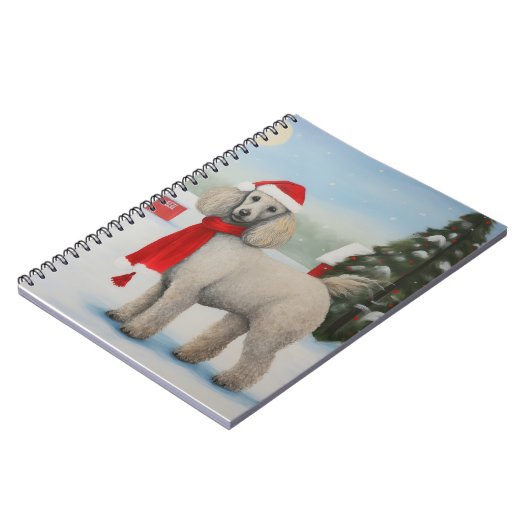 Poodle Dog in Schnee Weihnachten Notizblock (Linke Seite)