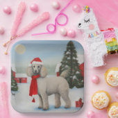 Poodle Dog in Schnee Weihnachten Pappteller (Party)