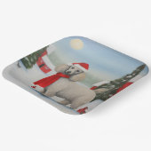 Poodle Dog in Schnee Weihnachten Pappteller (Gewinkelt)