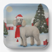 Poodle Dog in Schnee Weihnachten Pappteller (Vorderseite)