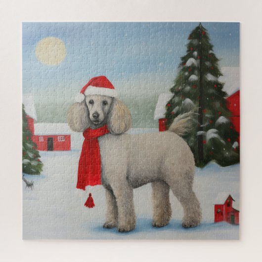 Poodle Dog in Schnee Weihnachten Puzzle (Vertikal)