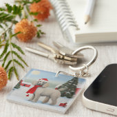 Poodle Dog in Schnee Weihnachten Schlüsselanhänger (Vorderseite rechts)