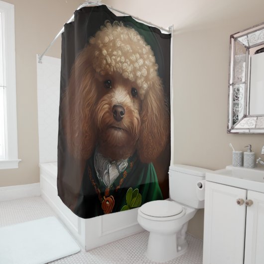 Poodle Dog in St. Patrick's Day Dress Duschvorhang (Beispiel)