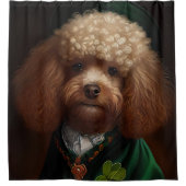 Poodle Dog in St. Patrick's Day Dress Duschvorhang (Vorderseite)