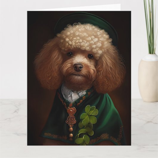 Poodle Dog in St. Patrick's Day Dress Karte (Vorderseite)