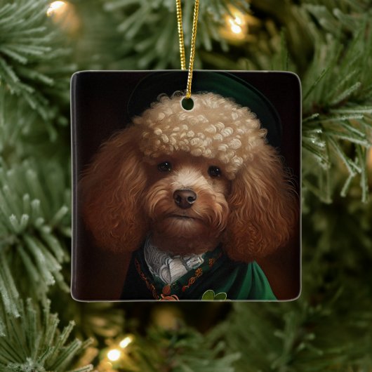 Poodle Dog in St. Patrick's Day Dress Keramikornament (Baum)