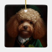 Poodle Dog in St. Patrick's Day Dress Keramikornament (Rückseite)