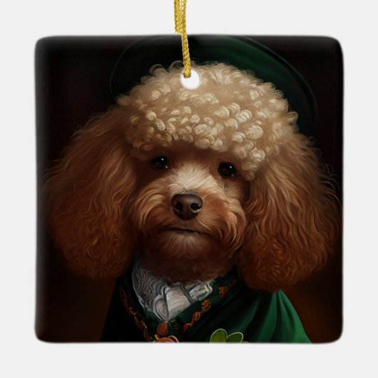 Poodle Dog in St. Patrick's Day Dress Keramikornament (Vorderseite)