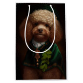 Poodle Dog in St. Patrick's Day Dress Mittlere Geschenktüte (Vorderseite)