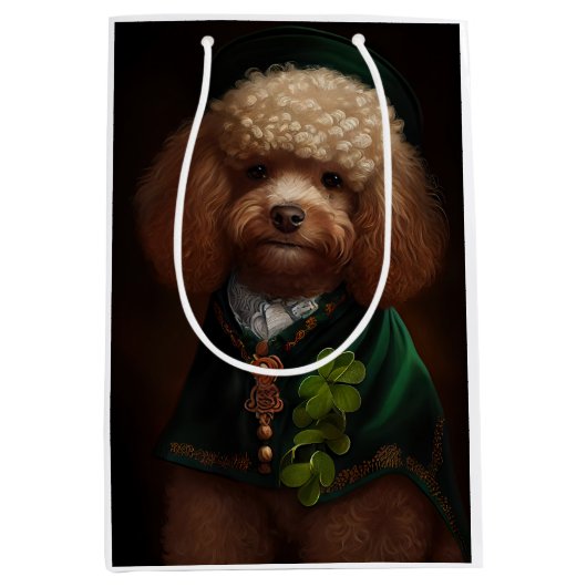 Poodle Dog in St. Patrick's Day Dress Mittlere Geschenktüte (Vorderseite)