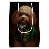 Poodle Dog in St. Patrick's Day Dress Mittlere Geschenktüte (Rückseite)
