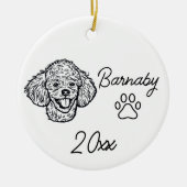 Poodle Dog Individuelle Name & Year Line Art Keramik Ornament (Vorne)