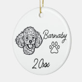 Poodle Dog Individuelle Name & Year Line Art Keramik Ornament (Links)