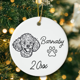 Poodle Dog Individuelle Name & Year Line Art Keramik Ornament