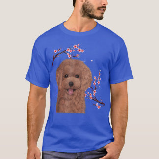 Poodle Dog Japanese Cherry Blossom Sakura Flower V T-Shirt