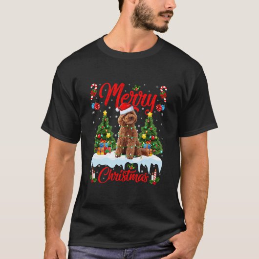 Poodle Dog Lover Xmas Lighting Santa Toy Poodle T-Shirt (Vorderseite)
