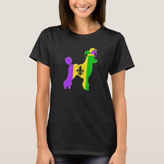 Poodle Dog Mardi Gras Carnivals Funny Puppy Jester T-Shirt (Vorderseite)