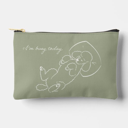 Poodle Dog Mom Pouch Funny I'm Busy Today Custom Zubehörtasche (Vorderseite)
