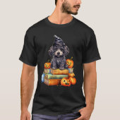 Poodle Dog on Book Pumpkin Fall Halloween Library T-Shirt (Vorderseite)