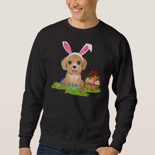 Poodle Dog Ostereier Jagen Bunny Poodle Osterfest Sweatshirt (Vorderseite)