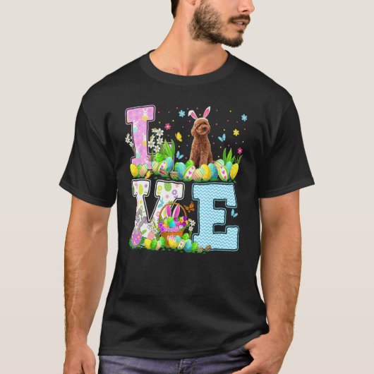Poodle Dog Ostereier Liebe Poodle Ostersonne T-Shirt (Vorderseite)