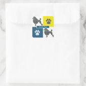 Poodle Dog & Paw Y&B Grid Square Quadratischer Aufkleber (Tasche)