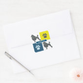Poodle Dog & Paw Y&B Grid Square Quadratischer Aufkleber (Umschlag)