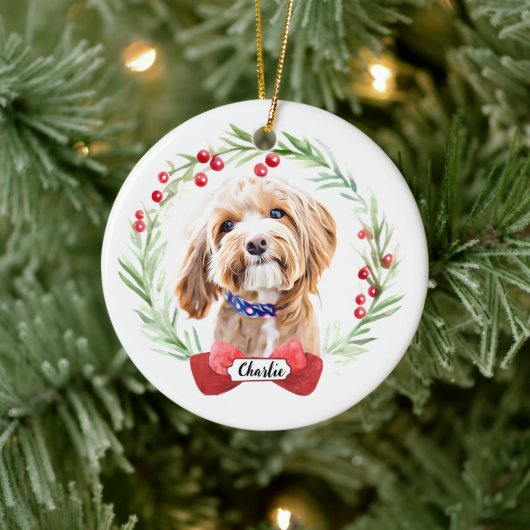 Poodle Dog Personalisierte Weihnachtsfeier Keramik Keramik Ornament (Baum)