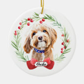 Poodle Dog Personalisierte Weihnachtsfeier Keramik Keramik Ornament (Vorne)