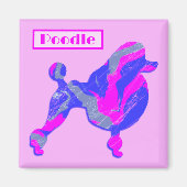 Poodle Dog Pink & Blue Silhouette Magnet (Vorne)