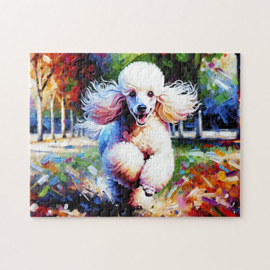 Poodle Dog Portrait Akryllische Kunst Print Dog Lo Puzzle (Horizontal)