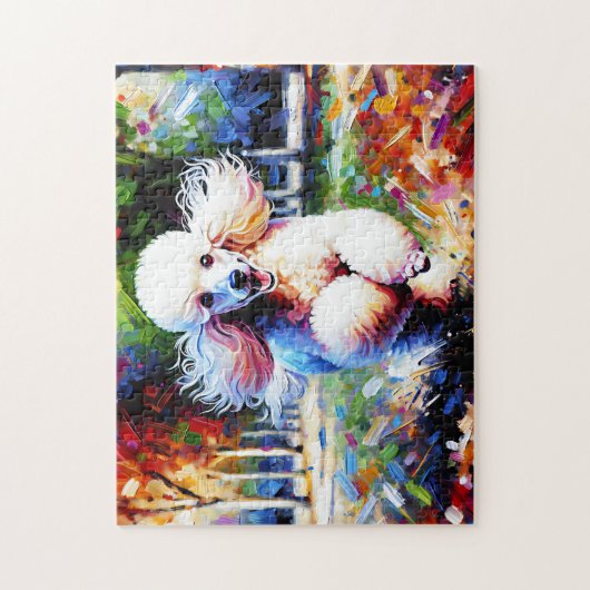 Poodle Dog Portrait Akryllische Kunst Print Dog Lo Puzzle (Vertikal)