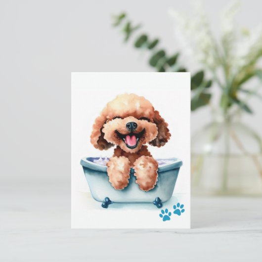 Poodle Dog Postkarte (Stehend Vorderseite)