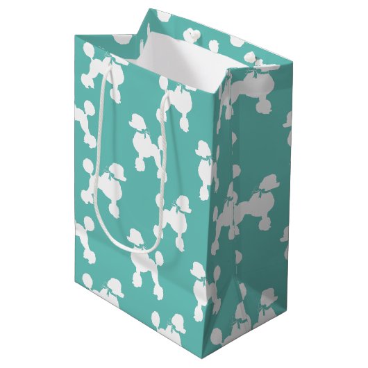 Poodle Dog Puppy French Mittlere Geschenktüte (Vorderseite Schrägansicht)