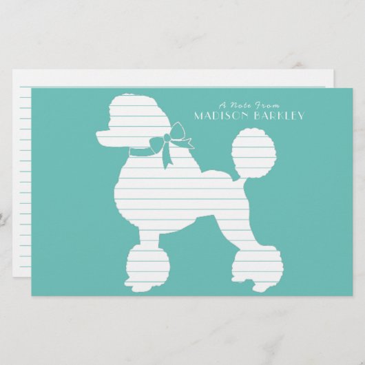 Poodle Dog Puppy French Silhouette Briefpapier (Vorne/Hinten)