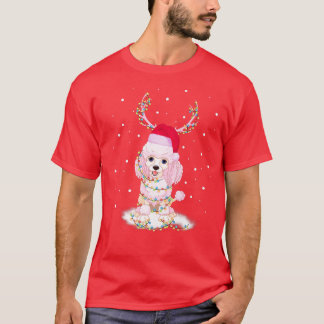 Poodle Dog Reindeer Kostüm Weihnachtsbeleuchtung M T-Shirt