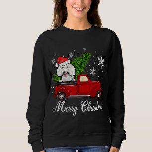 Poodle Dog Riding Red Truck Weihnachtsdekorationen Sweatshirt