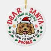Poodle Dog Santa Personalisierter Weihnachtsbaum R Keramik Ornament (Vorne)