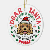 Poodle Dog Santa Personalisierter Weihnachtsbaum R Keramik Ornament (Links)