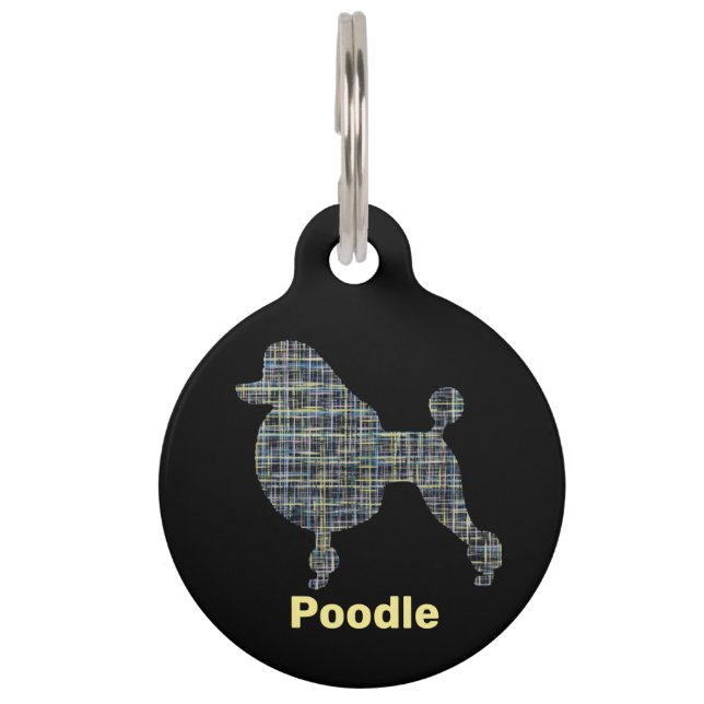 Poodle Dog Silhouette Grid ID Haustiermarke (Vorderseite)