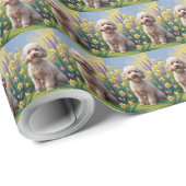 Poodle Dog Spring Blumen Malerei Geschenkpapier (Rolleneckpunkt)