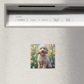 Poodle Dog Spring Blumen Malerei Magnet (In Situ (Geschirrspüler))