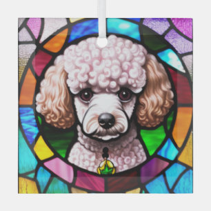Poodle Dog "Stainted Glass" Ornament Aus Glas